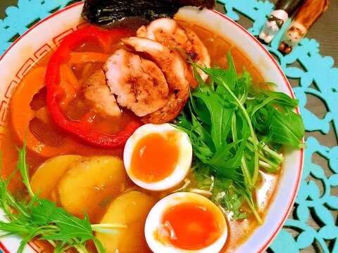 パプリカと水菜の旨辛カムジャ麺